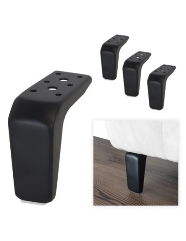 ERICE | SET da 4 Piedi e 16 viti | Nero Opaco | H. 11,5 | Piedini per divani e poltrone |
