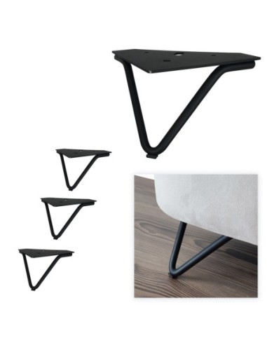 LEO | SET da 4 Piedi e 16 viti | Nero Opaco | H. 12 | Piedini per divani e poltrone |