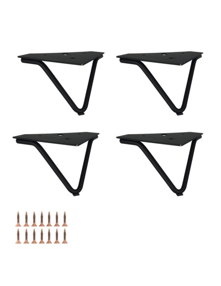 LEO | SET da 4 Piedi e 16 viti | Nero Opaco | H. 12 | Piedini per divani e poltrone |