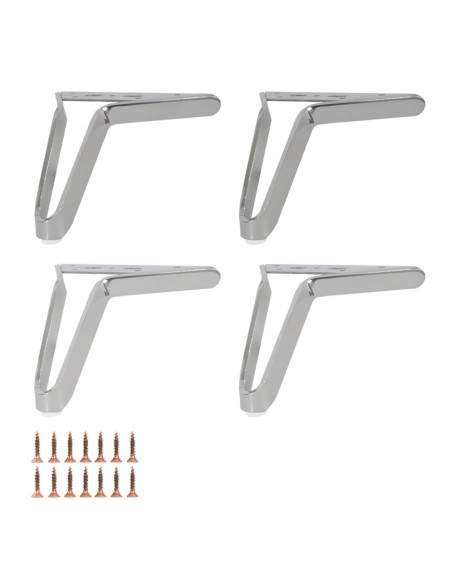 JANGAL | Set of 4 Legs and 16 Screws | Chrome Finish | H.12 cm | Legs for Sofas and Armchairs