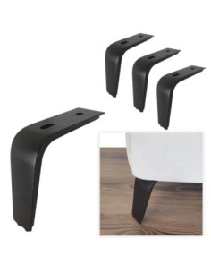 IVISSA | SET da 4 Piedi e 16 viti | Nero Opaco | H. 14,5 | Piedini per divani e poltrone |