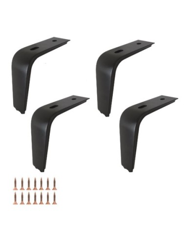 IVISSA | SET da 4 Piedi e 16 viti | Nero Opaco | H. 14,5 | Piedini per divani e poltrone |