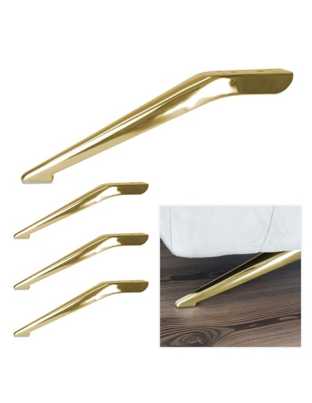DEDALO | Set of 4 Legs and 16 Screws | Gold Finish | H.12 cm | Legs for Sofas and Armchairs