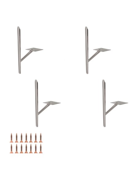 ARTU | Set of 4 Legs and 16 Screws | Chrome Finish | H. 19,5 + 21,5 cm | Legs for Sofas and Armchairs