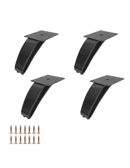 DELFI | SET da 4 Piedi e 16 viti | Nickel Nero | H.11 | Piedini per divani-poltrone |