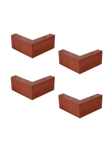 MAGIC | SET of 4 Wooden Legs | Cherry Color| Dimensions: H.6 L.13x13 S.P.3 | Sofas and Furniture Wooden Legs