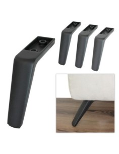 PALMA | Set of 4 Legs and 16 Screws | Sandy Black Finish | H.14 cm | Legs for Sofas and Armchairs