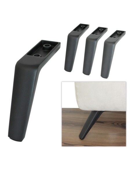 PALMA | SET da 4 Piedi e 16 viti | Sandy Black | H.14 | Piedini per divani-poltrone |