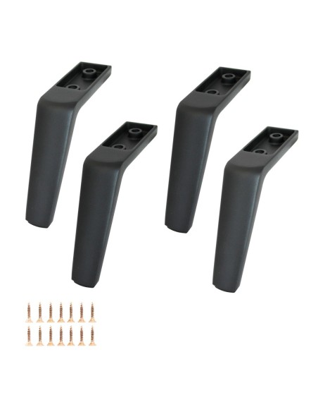 PALMA | Set of 4 Legs and 16 Screws | Sandy Black Finish | H.14 cm | Legs for Sofas and Armchairs