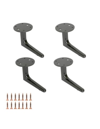 CIPRO | Set of 4 Legs and 16 Screws | Black Nickel Finish | H.12 cm | Legs for Sofas and Armchairs