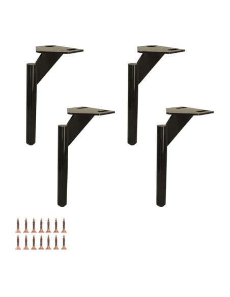 FRED | Set of 4 Legs and 16 Screws | Titanium Bronze Finish | H.20 cm | Legs for Sofas and Armchairs