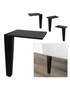 BRETAGNA | SET da 4 Piedi e 16 viti | Nero Opaco | H. 17,5 | Piedini per divani e poltrone |