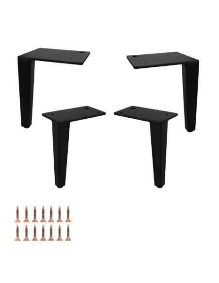BRETAGNA | SET da 4 Piedi e 16 viti | Nero Opaco | H. 17,5 | Piedini per divani e poltrone |