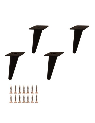 BOWIE | Set of 4 Legs and 16 Screws | Black Mokka Finish | H.18 cm | Legs for Sofas and Armchairs