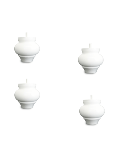 CIPOLLA | SET 4 Piedi in Legno | Colore Bianco | Altezza 10 cm | Gambe in Legno per divani e mobili