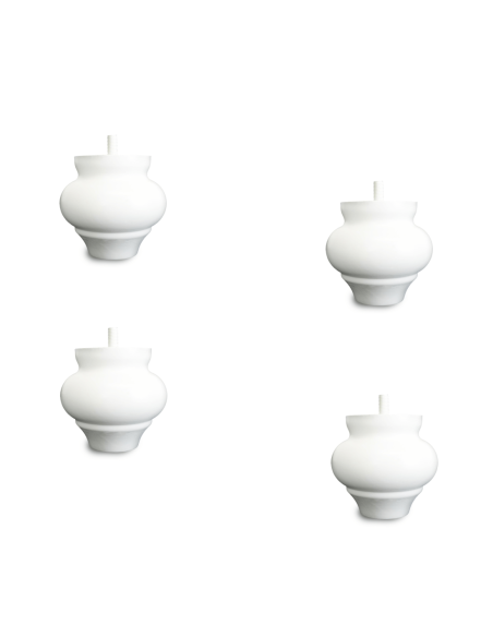CIPOLLA | SET 4 Piedi in Legno | Colore Bianco | Altezza 10 cm | Gambe in Legno per divani e mobili