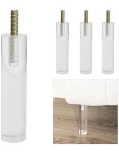 CILINDRO | SET 2 Transparent Plastic Legs with 4 Screws | H.12,5 cm| Floating Bed and Sofa Effect