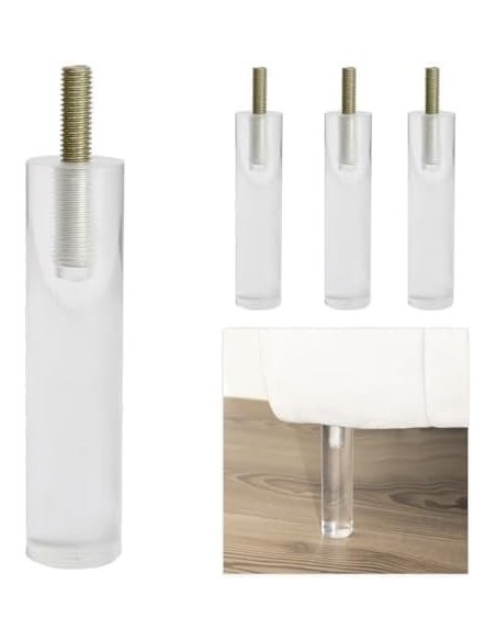 CILINDRO | SET 2 Transparent Plastic Legs with 4 Screws | H.12,5 cm| Floating Bed and Sofa Effect