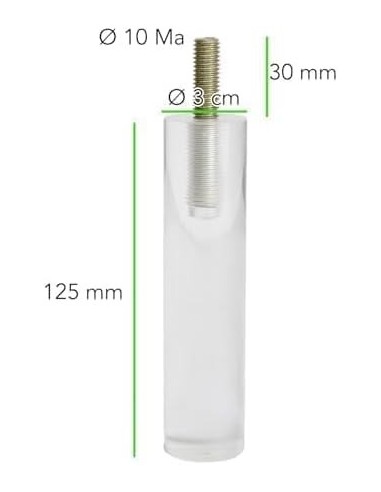 CILINDRO | SET 2 Transparent Plastic Legs with 4 Screws | H.12,5 cm| Floating Bed and Sofa Effect