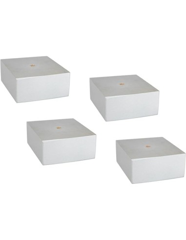 978 | SET 4 Piedi in Legno+16 Viti | Silver Satinato | H.6,5 cm L.16 cm,14 cm | Gambe per Divani e Mobili