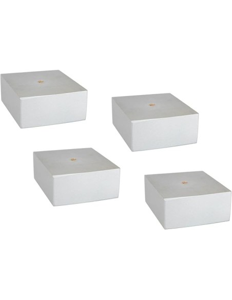 978 | SET 4 Piedi in Legno+16 Viti | Silver Satinato | H.6,5 cm L.16 cm,14 cm | Gambe per Divani e Mobili