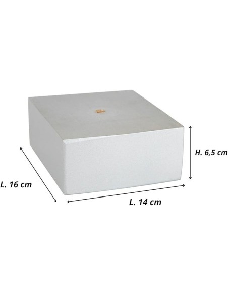 978 | SET 4 Piedi in Legno+16 Viti | Silver Satinato | H.6,5 cm L.16 cm,14 cm | Gambe per Divani e Mobili
