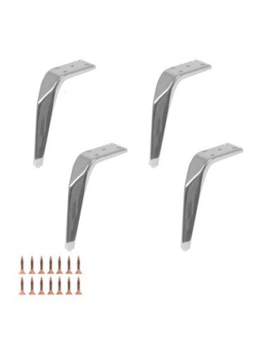 ROBIN | Set of 4 Legs and 16 Screws | Chrome Finish | H.15 cm | Legs for Sofas and Armchairs