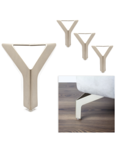 NEW SIENA | Set of 4 Legs and 16 Screws | Champagne Finish | H.12,5 cm | Legs for Sofas and Armchairs