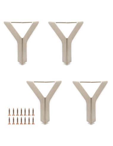 NEW SIENA | Set of 4 Legs and 16 Screws | Champagne Finish | H.12,5 cm | Legs for Sofas and Armchairs