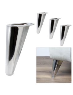 VIADANA | SET da 4 Piedi e 16 viti | Cromo Lucido | H.13 cm | Piedini per divani-poltrone |
