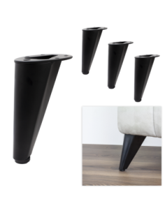 VIADANA | SET da 4 Piedi e 16 viti | Nero Opaco | H.13 cm | Piedini per divani-poltrone |