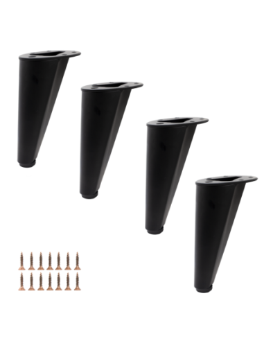 VIADANA | SET da 4 Piedi e 16 viti | Nero Opaco | H.13 cm | Piedini per divani-poltrone |