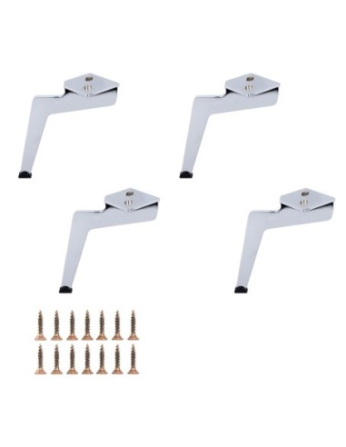 ISLA | Set of 4 Legs and 16 Screws | Chrome Finish | H.19 cm | Legs for Sofas and Armchairs