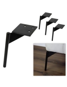 CLAYTON | SET da 4 Piedi e 16 viti | Nero Opaco | H. 20 | Piedini per divani e poltrone |