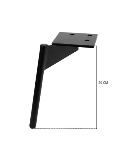 CLAYTON | SET da 4 Piedi e 16 viti | Nero Opaco | H. 20 | Piedini per divani e poltrone |