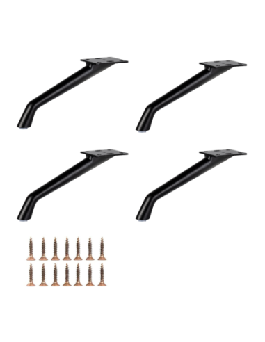 FINFER | Set of 4 Legs and 16 Screws | Black Matt Finish | H.15 cm | Legs for Sofas and Armchairs