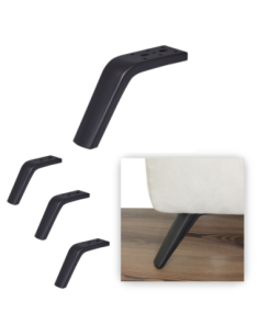 MAIORCA | Set of 4 Legs and 16 Screws | Matt Black Finish | H.12 cm | Legs for Sofas and Armchairs