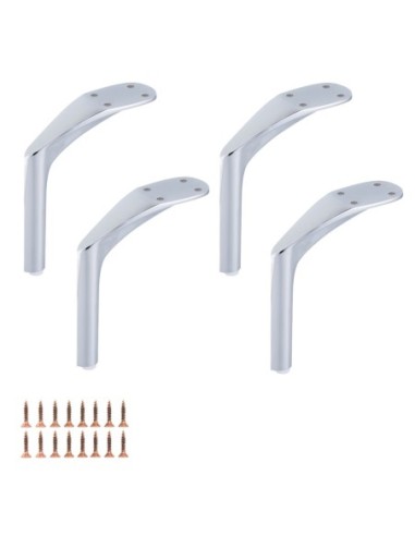 FILA | Set of 4 Legs and 16 Screws | Chrome Finish | H.17 cm | Legs for Sofas and Armchairs