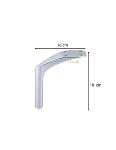 FILA | Set of 4 Legs and 16 Screws | Chrome Finish | H.17 cm | Legs for Sofas and Armchairs