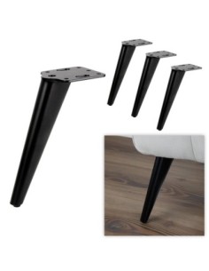 TOMMY | SET da 4 Piedi e 16 viti | Nero Opaco | H. 17,5 cm | Piedini per divani e poltrone |