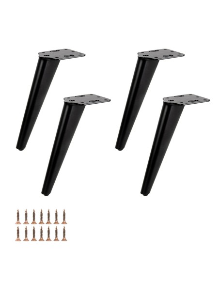 TOMMY | SET da 4 Piedi e 16 viti | Nero Opaco | H. 17,5 cm | Piedini per divani e poltrone |