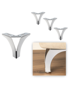 CROAZIA | SET da 4 Piedi e 16 viti | Cromo Lucido | H. 13,5 cm | Piedini per divani e poltrone |