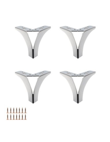 CROAZIA | SET da 4 Piedi e 16 viti | Cromo Lucido | H. 13,5 cm | Piedini per divani e poltrone |