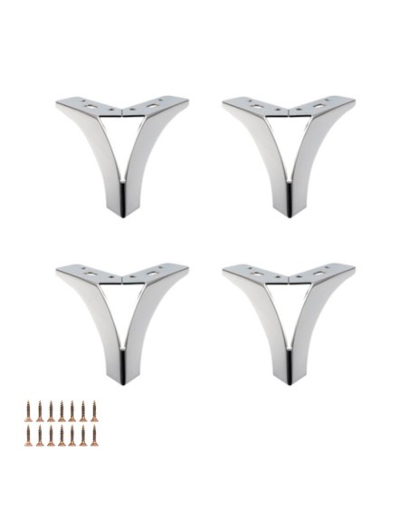 CROAZIA | SET da 4 Piedi e 16 viti | Cromo Lucido | H. 13,5 cm | Piedini per divani e poltrone |