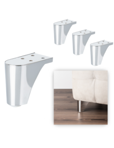 FRANCIA | Set of 4 Legs and 16 Screws | Chrome Finish | H.10 cm | Legs for Sofas and Armchairs