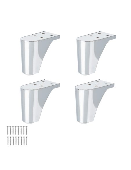 FRANCIA | SET da 4 Piedi e 16 viti | Cromo Lucido | H.10 cm | Piedini per divani-poltrone |