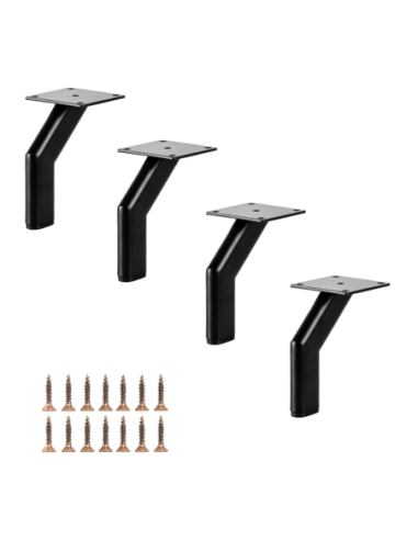 SEVILLA | Set of 4 Legs and 16 Screws | Matt Black Finish | H.14 cm | Legs for Sofas and Armchairs