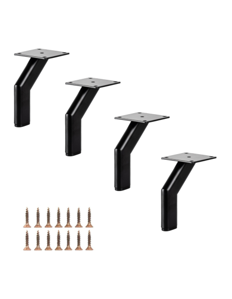 SEVILLA | SET da 4 Piedi e 16 viti | Nero Opaco | H.14 cm | Piedini per divani-poltrone |