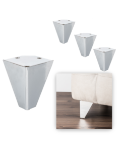 ORAZIO | Set of 4 Legs and 16 Screws | Chrome Finish | H.10 cm | Legs for Sofas and Armchairs