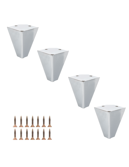 ORAZIO | Set of 4 Legs and 16 Screws | Chrome Finish | H.10 cm | Legs for Sofas and Armchairs